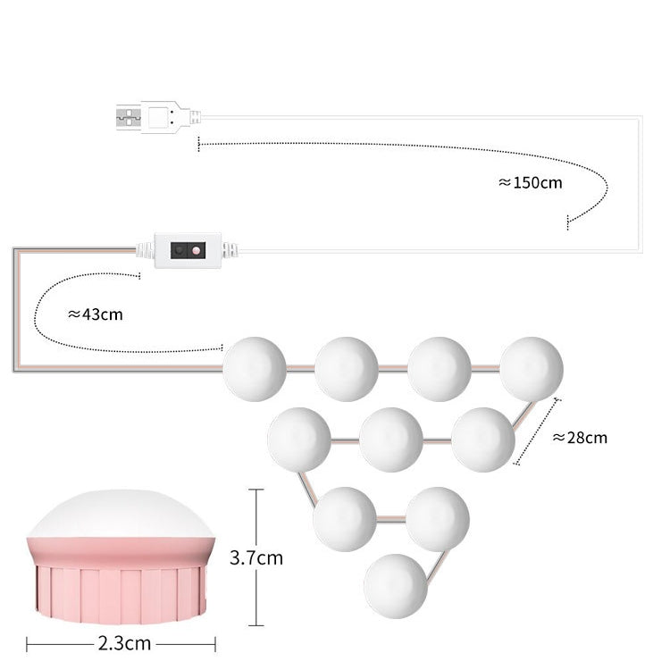 Lampada da trucco a LED Specchio frontale Beauty Fill Light Hand Sweep Sensation Lamp, 2 Bulbs, 6 Bulbs, 10 Bulbs, 14 Bulbs
