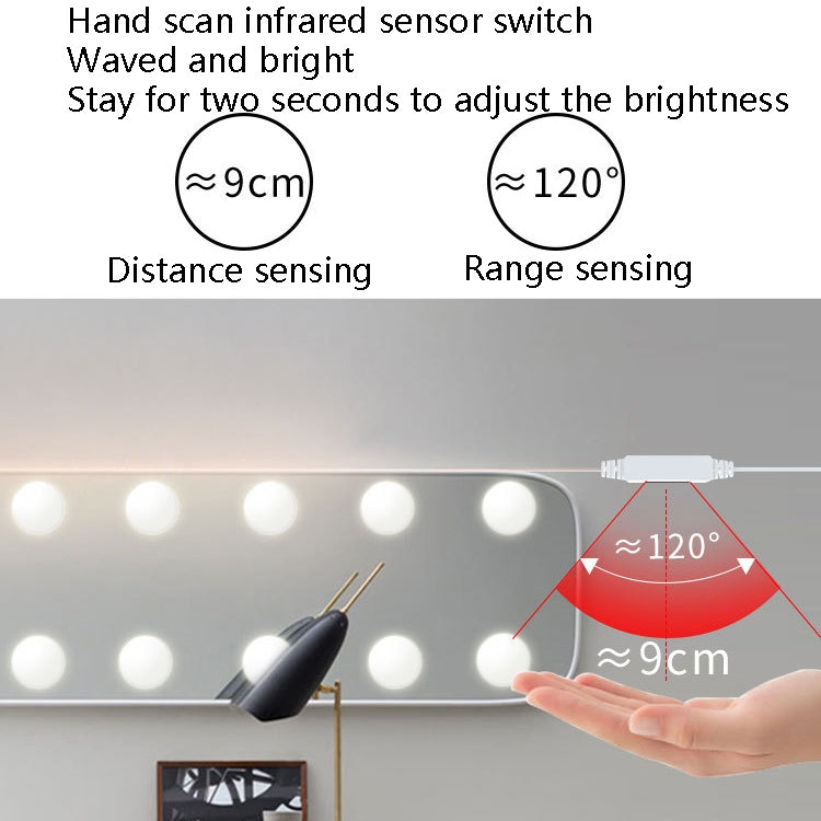 Lampada da trucco a LED Specchio frontale Beauty Fill Light Hand Sweep Sensation Lamp, 2 Bulbs, 6 Bulbs, 10 Bulbs, 14 Bulbs