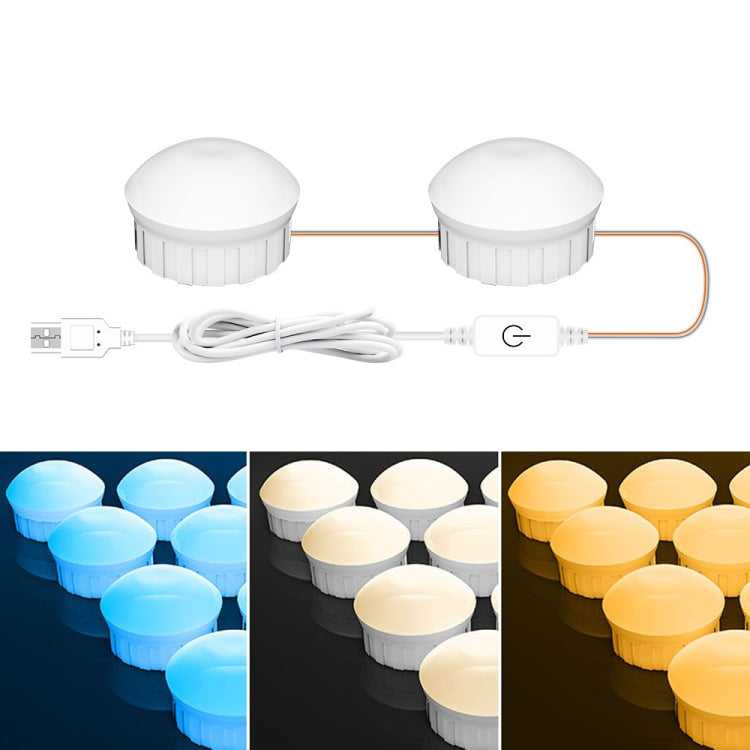 Luce frontale per specchio da bagno per camera cosmetica Luce dimmerabile a tre colori USB, 2 LEDs, 6 LEDs, 10 LEDs, 14 LEDs