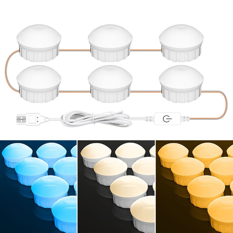 Luce frontale per specchio da bagno per camera cosmetica Luce dimmerabile a tre colori USB, 2 LEDs, 6 LEDs, 10 LEDs, 14 LEDs