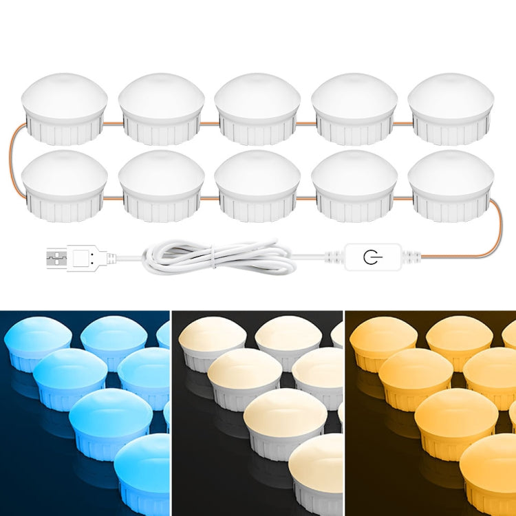 Luce frontale per specchio da bagno per camera cosmetica Luce dimmerabile a tre colori USB, 2 LEDs, 6 LEDs, 10 LEDs, 14 LEDs