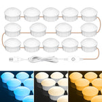 Luce frontale per specchio da bagno per camera cosmetica Luce dimmerabile a tre colori USB, 2 LEDs, 6 LEDs, 10 LEDs, 14 LEDs