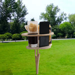 Tavolo da vino pieghevole portatile da esterno Tavolo da spiaggia all'aperto, Black, Double Layer Wood Color, Double Layer Black