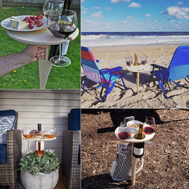 Tavolo da vino pieghevole portatile da esterno Tavolo da spiaggia all'aperto, Black, Double Layer Wood Color, Double Layer Black