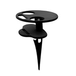 Tavolo da vino pieghevole portatile da esterno Tavolo da spiaggia all'aperto, Black, Double Layer Wood Color, Double Layer Black