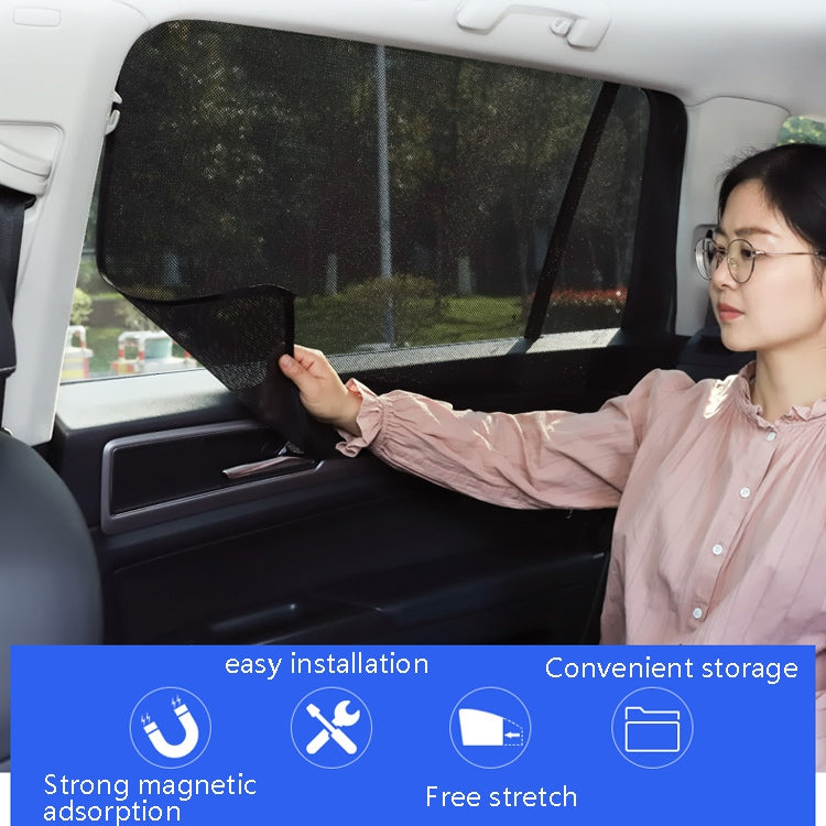 Tenda parasole per auto con tipo di aspirazione magnetica in filato netto da 4 pezzi, Front Row Arc, Back Row Square, Thick Front Row Arc, Thick Back Row Square