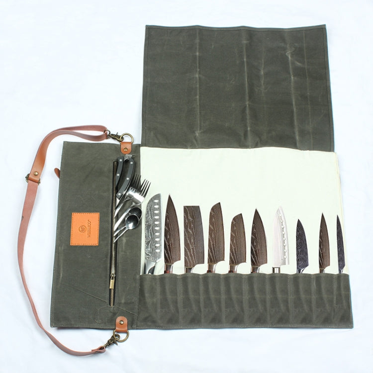 WESSLECO Borsa porta coltelli da chef in tela, WESSLECO Army Green