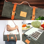 WESSLECO Borsa porta coltelli da chef in tela, WESSLECO Army Green
