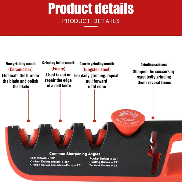 Affilacoltelli manuale regolabile 4-in-1 Affilacoltelli multifunzionale, 4 in 1 (Black Red), 4 in 1 (Gray Red)