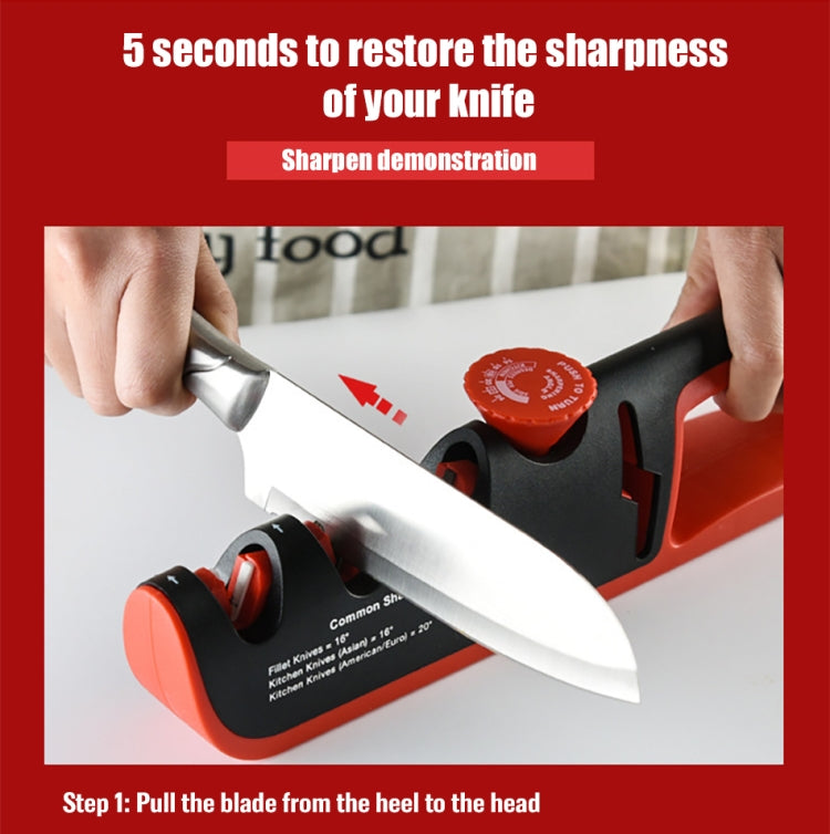 Affilacoltelli manuale regolabile 4-in-1 Affilacoltelli multifunzionale, 4 in 1 (Black Red), 4 in 1 (Gray Red)