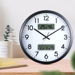 Orologio da parete con display a LED a doppio schermo da 13 pollici Orologio multifunzione con calendario della temperatura e dell'umidità del soggiorno, Dual-screen LED Display Wall Clock