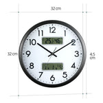 Orologio da parete con display a LED a doppio schermo da 13 pollici Orologio multifunzione con calendario della temperatura e dell'umidità del soggiorno, Dual-screen LED Display Wall Clock