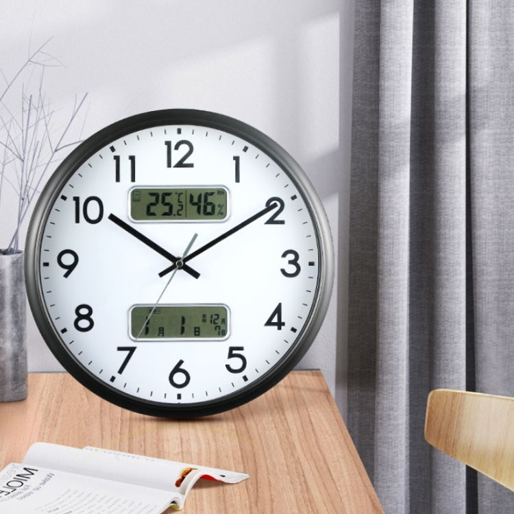 Orologio da parete con display a LED a doppio schermo da 13 pollici Orologio multifunzione con calendario della temperatura e dell'umidità del soggiorno, Dual-screen LED Display Wall Clock