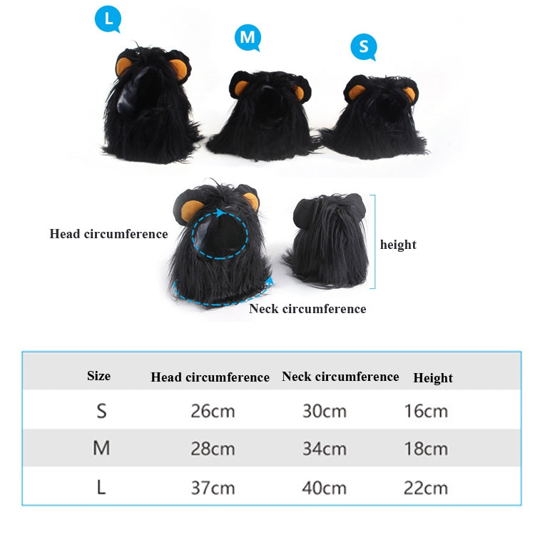2 PCS Pet Dog Cat Imitazione Leone Copricapo Copricapo Parrucca Cappello, S, M, L
