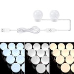 3 Lampadine frontali a specchio a temperatura di colore USB Lampadine semplici per il trucco del bagno, 2 LEDs, 6 LEDs, 10 LEDs, 14 LEDs