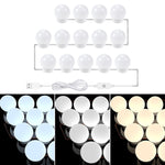 3 Lampadine frontali a specchio a temperatura di colore USB Lampadine semplici per il trucco del bagno, 2 LEDs, 6 LEDs, 10 LEDs, 14 LEDs