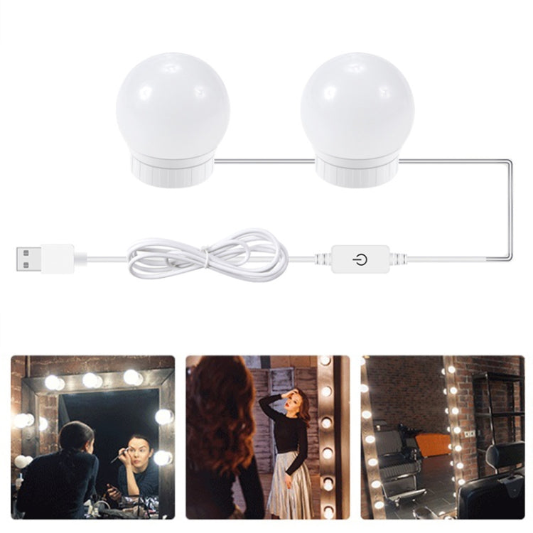 Lampada frontale a specchio a LED Lampadine di riempimento per trucco a luminosità regolabile USB, 2 LEDs, 6 LEDs, 10 LEDs, 14 LEDs