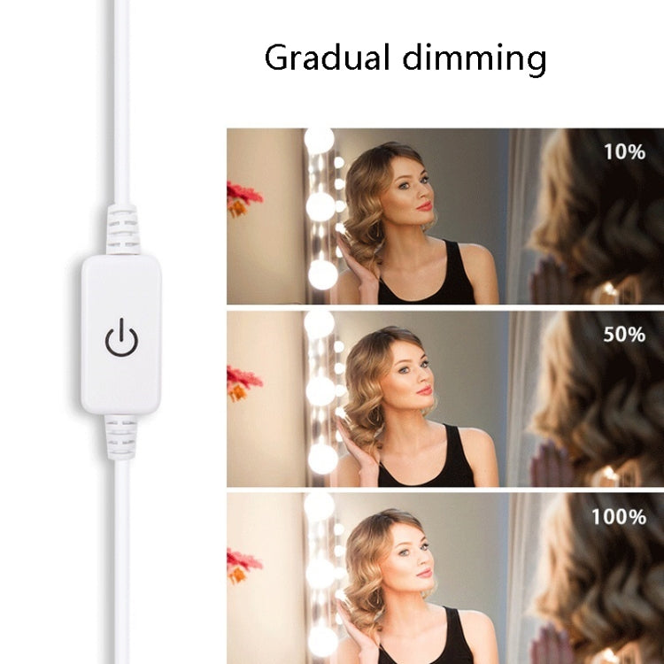 Lampada frontale a specchio a LED Lampadine di riempimento per trucco a luminosità regolabile USB, 2 LEDs, 6 LEDs, 10 LEDs, 14 LEDs