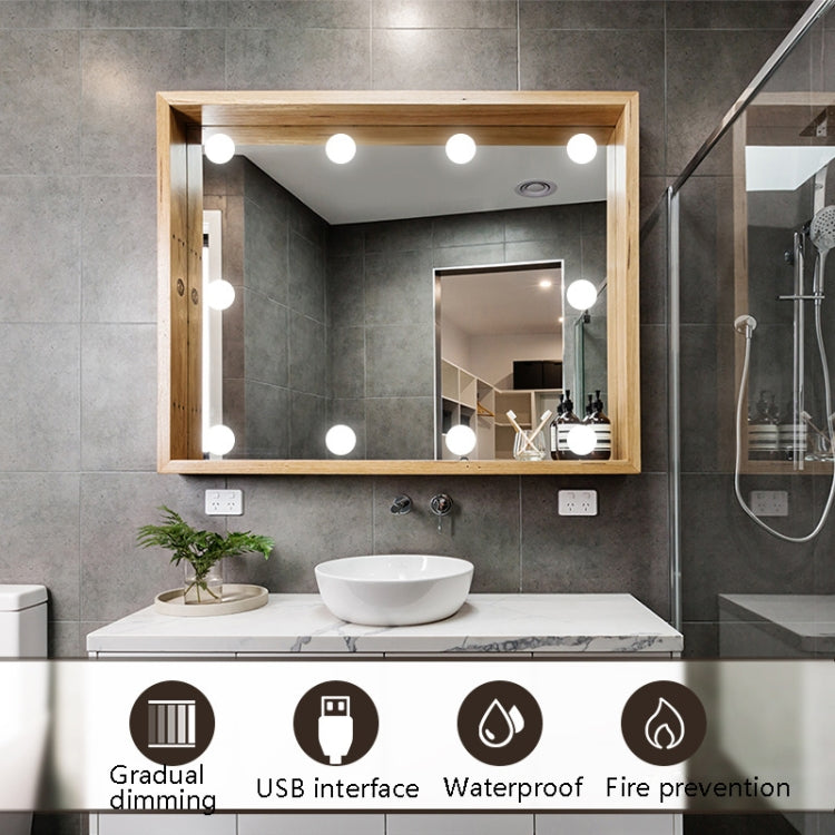 Lampada frontale a specchio a LED Lampadine di riempimento per trucco a luminosità regolabile USB, 2 LEDs, 6 LEDs, 10 LEDs, 14 LEDs