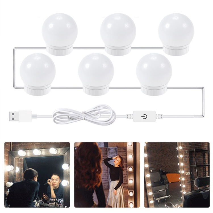 Lampada frontale a specchio a LED Lampadine di riempimento per trucco a luminosità regolabile USB, 2 LEDs, 6 LEDs, 10 LEDs, 14 LEDs