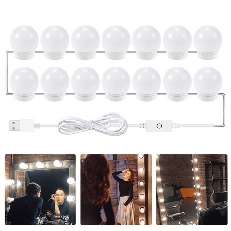 Lampada frontale a specchio a LED Lampadine di riempimento per trucco a luminosità regolabile USB, 2 LEDs, 6 LEDs, 10 LEDs, 14 LEDs