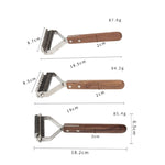 Pettine per pulizia e toelettatura in acciaio inossidabile per animali domestici in noce, Small, Large, Double-sided