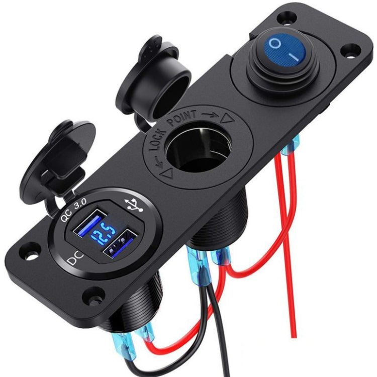 12-24V Car Ship Impermeabile USB Ricarica accendisigari Master 3 in 1 Interruttore a pannello combinato, 12-24V