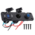 12-24V Car Ship Impermeabile USB Ricarica accendisigari Master 3 in 1 Interruttore a pannello combinato, 12-24V