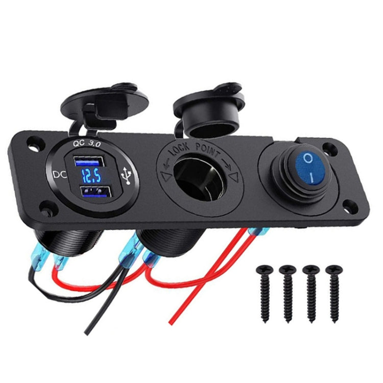 12-24V Car Ship Impermeabile USB Ricarica accendisigari Master 3 in 1 Interruttore a pannello combinato, 12-24V