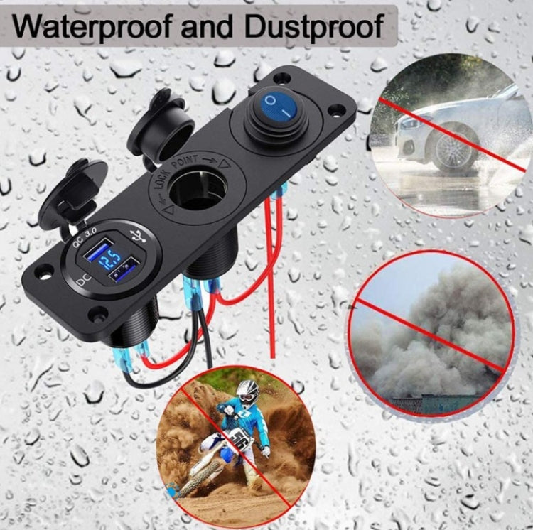 12-24V Car Ship Impermeabile USB Ricarica accendisigari Master 3 in 1 Interruttore a pannello combinato, 12-24V
