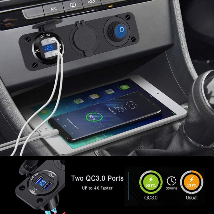 12-24V Car Ship Impermeabile USB Ricarica accendisigari Master 3 in 1 Interruttore a pannello combinato, 12-24V
