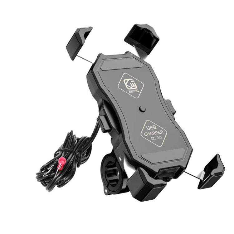 Kewig Motorcycle Outdoor Riding Staffa fissa per telefono cellulare a quattro artigli QC3.0 Supporto impermeabile a ricarica rapida, M11-B