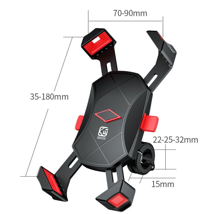 Kewig Reflection To Fall Staffa per bicicletta antiurto Supporto per cellulare a quattro artigli per moto, M113-A