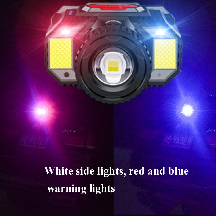 TG-TD009 Lampada frontale a LED potente Lampada frontale con sensore zoom ricaricabile USB montata sulla testa, White Light, Yellow Light
