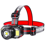 TG-TD009 Lampada frontale a LED potente Lampada frontale con sensore zoom ricaricabile USB montata sulla testa, White Light, Yellow Light
