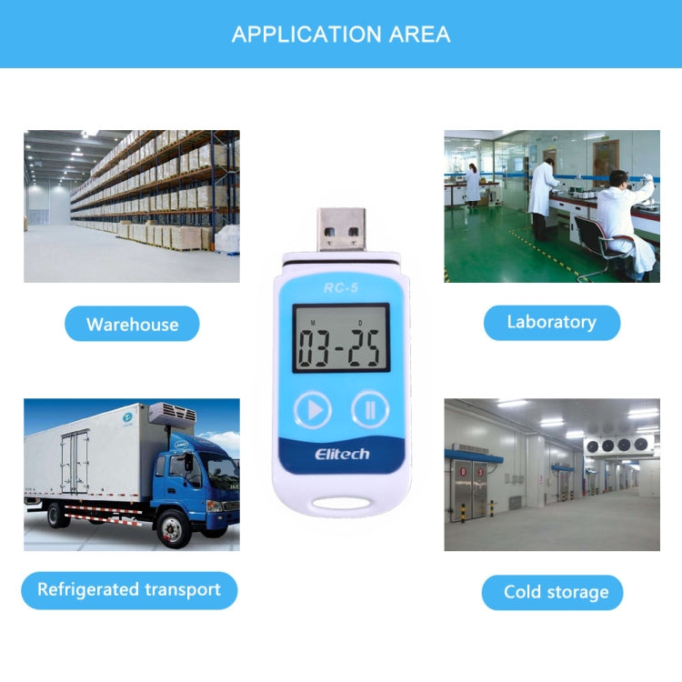 Registratore dati di temperatura USB digitale TTE35065 per stoccaggio in magazzino, refrigerazione, celle frigorifere e laboratorio, TTE35065