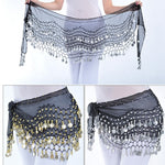 Accessori per sciarpe per danza del ventre da donna Gonna con cintura a 3 file Avvolgente con catena in vita per danza del ventre Abbigliamento da danza per adulti, One Size