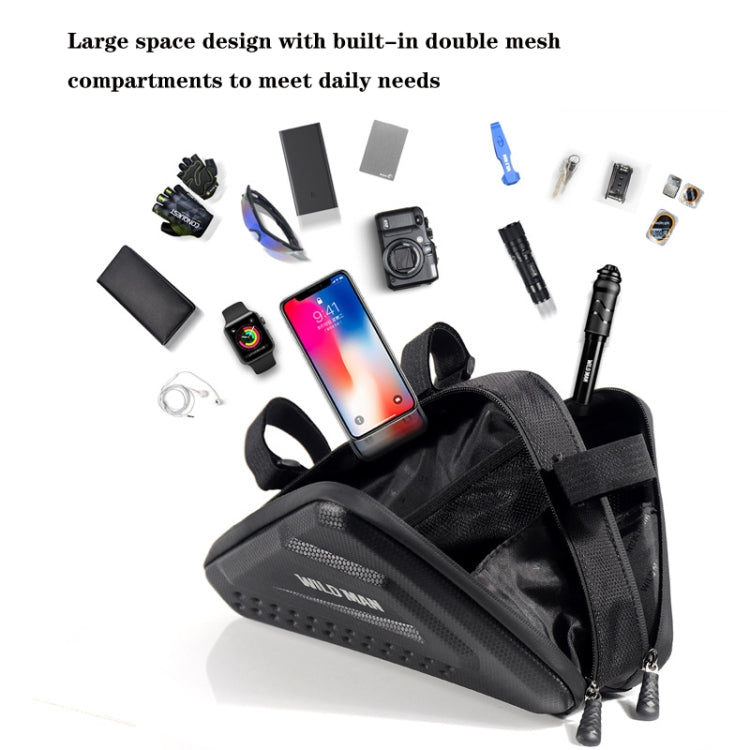 WILD MAN ES19 Bicicletta EVA Borsa a triangolo con guscio rigido Borsa a trave anteriore per mountain bike, ES19 (Black)