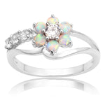 Gioielli in argento 925 con anello fiore opale da donna, 6, 7, 8, 9, 10