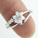 Gioielli in argento 925 con anello fiore opale da donna, 6, 7, 8, 9, 10