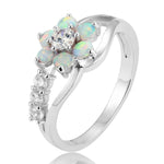 Gioielli in argento 925 con anello fiore opale da donna, 6, 7, 8, 9, 10