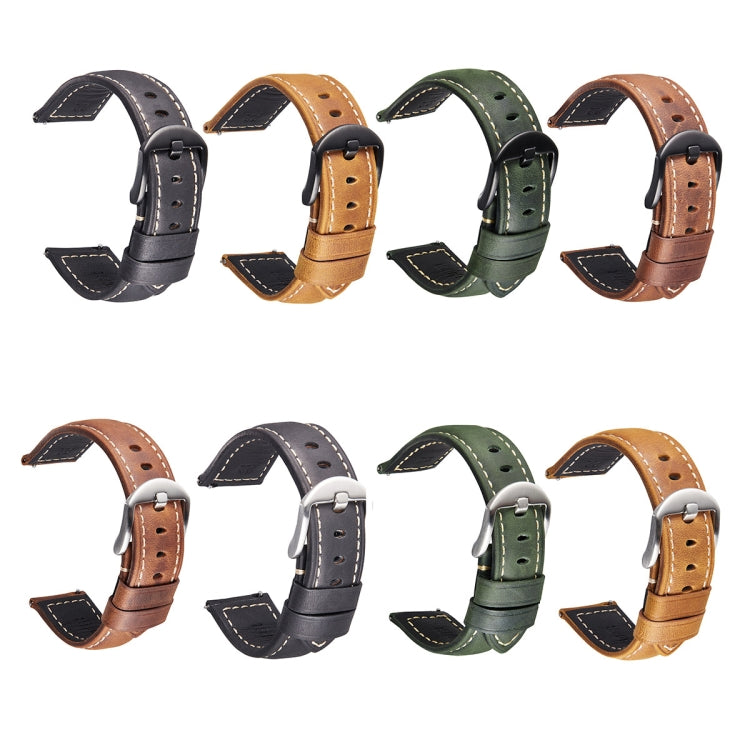 Cinturino per orologio intelligente a sgancio rapido Cinturino retrò in pelle di cavallo pazzo per Samsung Huawei, dimensioni:, 20mm  (Dark Brown Black Buckle), 20mm (Deep Brown Silver Buckle), 20mm (Light Brown Black Buckle)                           ...