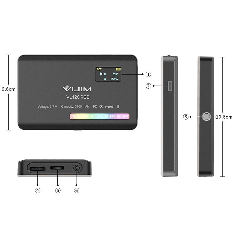 Ulanzi VL120 RGB Full Color RGB SLR Fotocamera Fotografia Live Photo Video Piccola luce, VL120 RGB