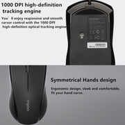 Rapoo N1600 1000 DPI 3 tasti Office Business Mouse silenzioso cablato, lunghezza cavo: 1,5 m