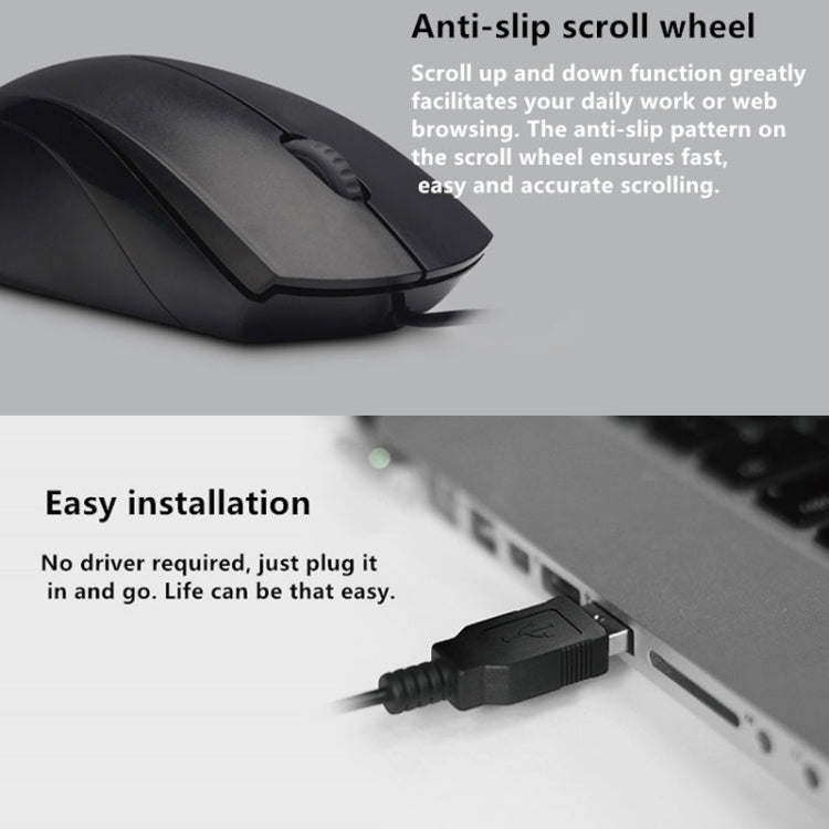 Rapoo N1600 1000 DPI 3 tasti Office Business Mouse silenzioso cablato, lunghezza cavo: 1,5 m