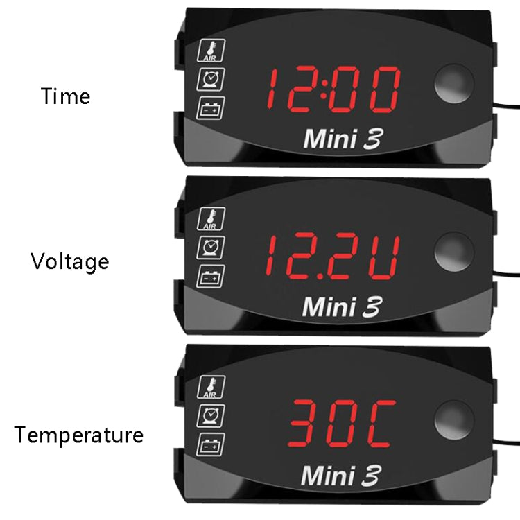 Tensione Orologio E Temperatura 3 In 1 Misuratore Elettronico A LED Display Digitale A Grande Schermo Voltmetro Impermeabile E Antipolvere, 3 In 1 LED Blue Light, 3 In 1 LED Red Light, 3 In 1 LED White Light, 3 In 1 LED Green Light