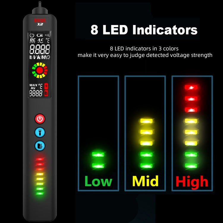 Termometro a infrarossi con penna elettrica multimetro intelligente a tre modalità BSIDE X2 con illuminazione torcia, X2