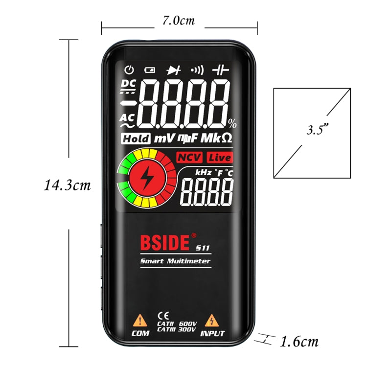 Multimetro digitale BSIDE 9999 con display LCD a colori 3,5"