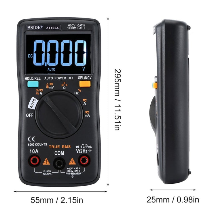 Display LCD BSIDE ZT102A 6000 parole AUTO Multimetro digitale con gamma automatica di ingranaggi intelligenti, ZT102A