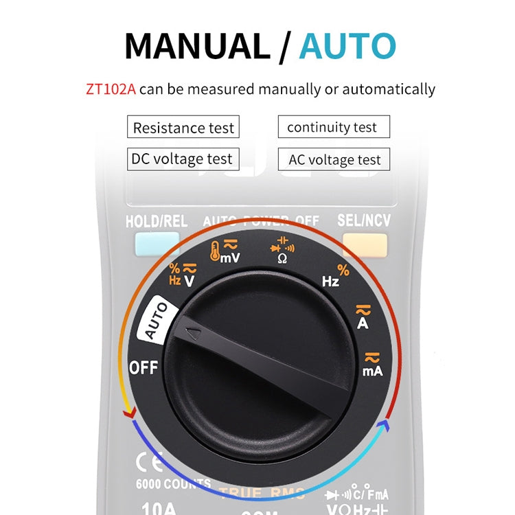 Display LCD BSIDE ZT102A 6000 parole AUTO Multimetro digitale con gamma automatica di ingranaggi intelligenti, ZT102A